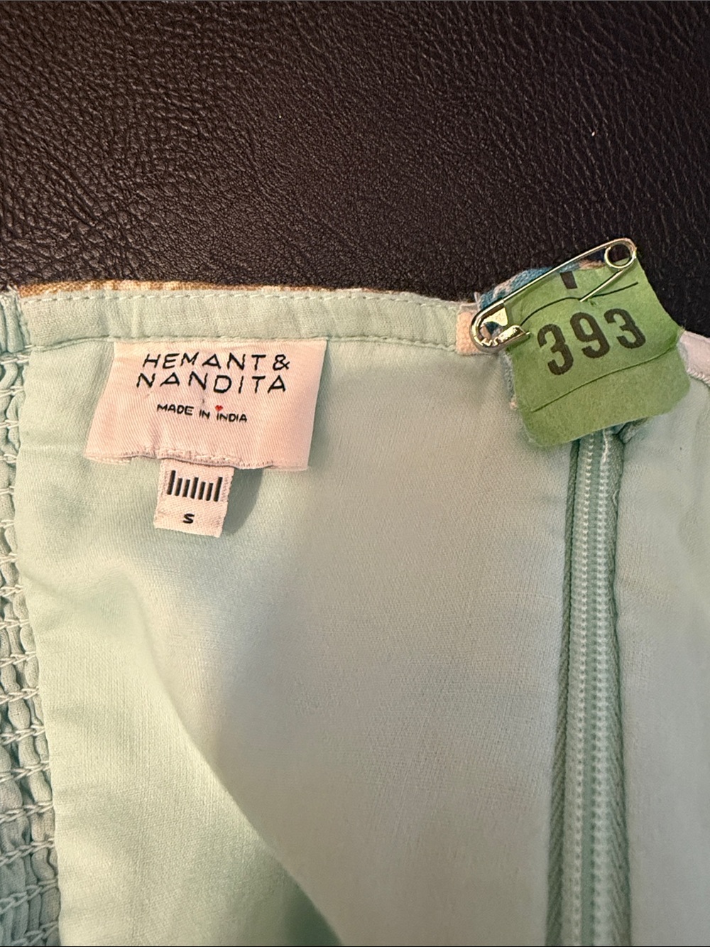 HEMANT & NANDITA Strapless Light Blue Floral Dress with Belt - Picture 3 of 9